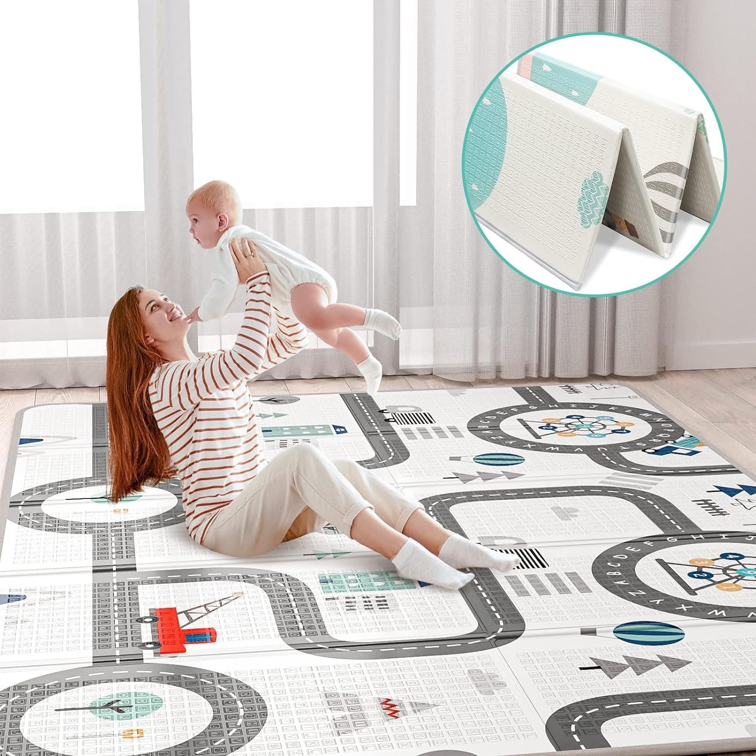 FLAGAV 79x59inch Play Mat for Baby – Extra Large, Non-Toxic, Waterproof Playmat for Indoor and Outdoor Use