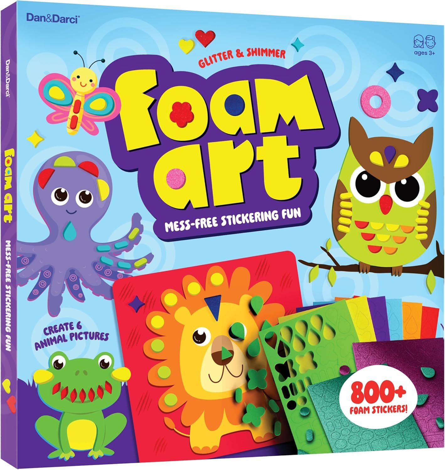 Dan&Darci Foam Sticker Art Craft for Kids – Toddler Arts & Crafts for Ages 3-5 – Boys 4-6 Birthday Gift – DIY Kid Activities Ages 3 4 5 6 Years – 4 Year Old Boy Gifts – Mess Free Craft Activity