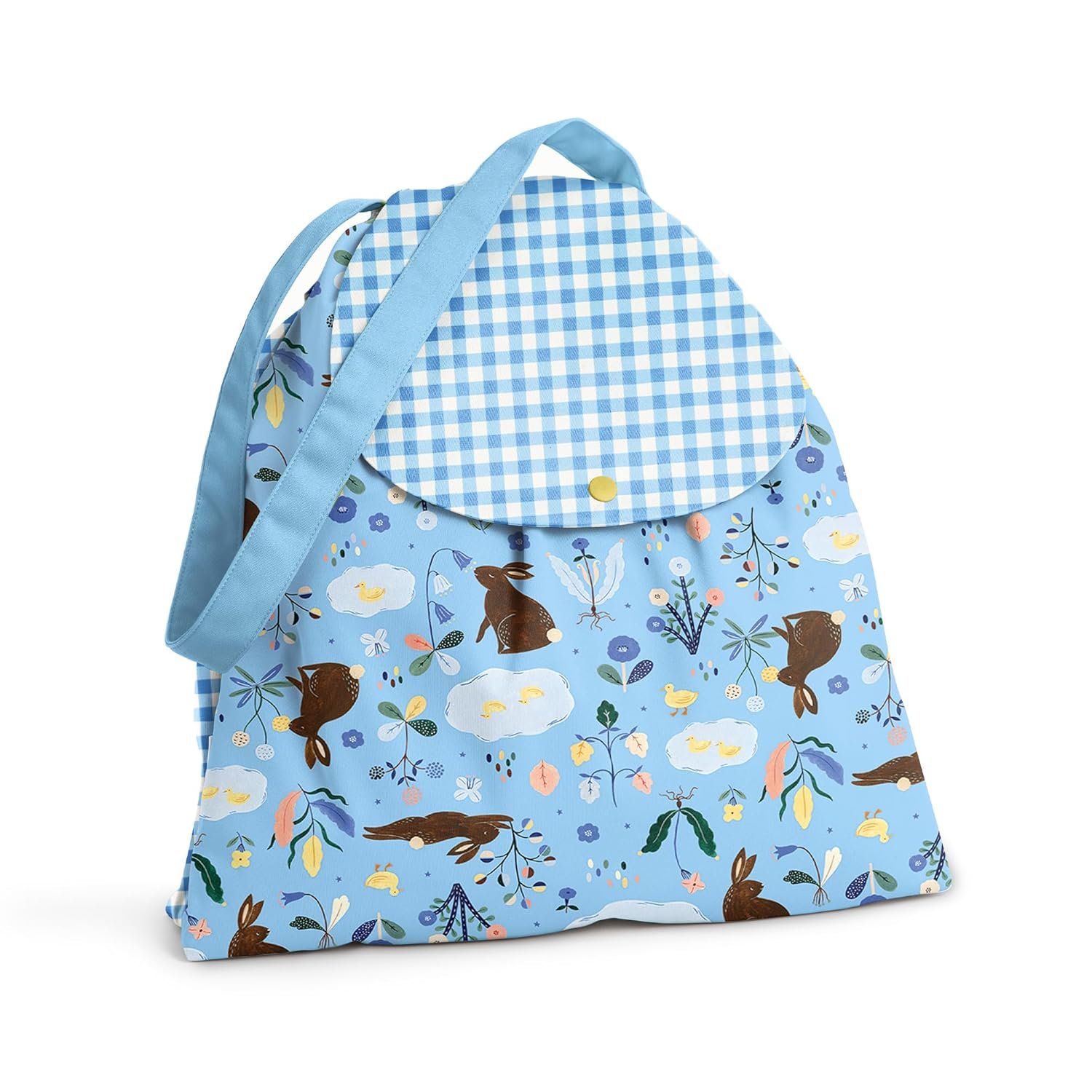 Esembly Day Bag – Reusable Wet and Dry Bag Made From Recycled Fabric With Dual Waterproof Compartments for Cloth Diapers, Swimsuits, Toiletries, and Snacks – Bunnies