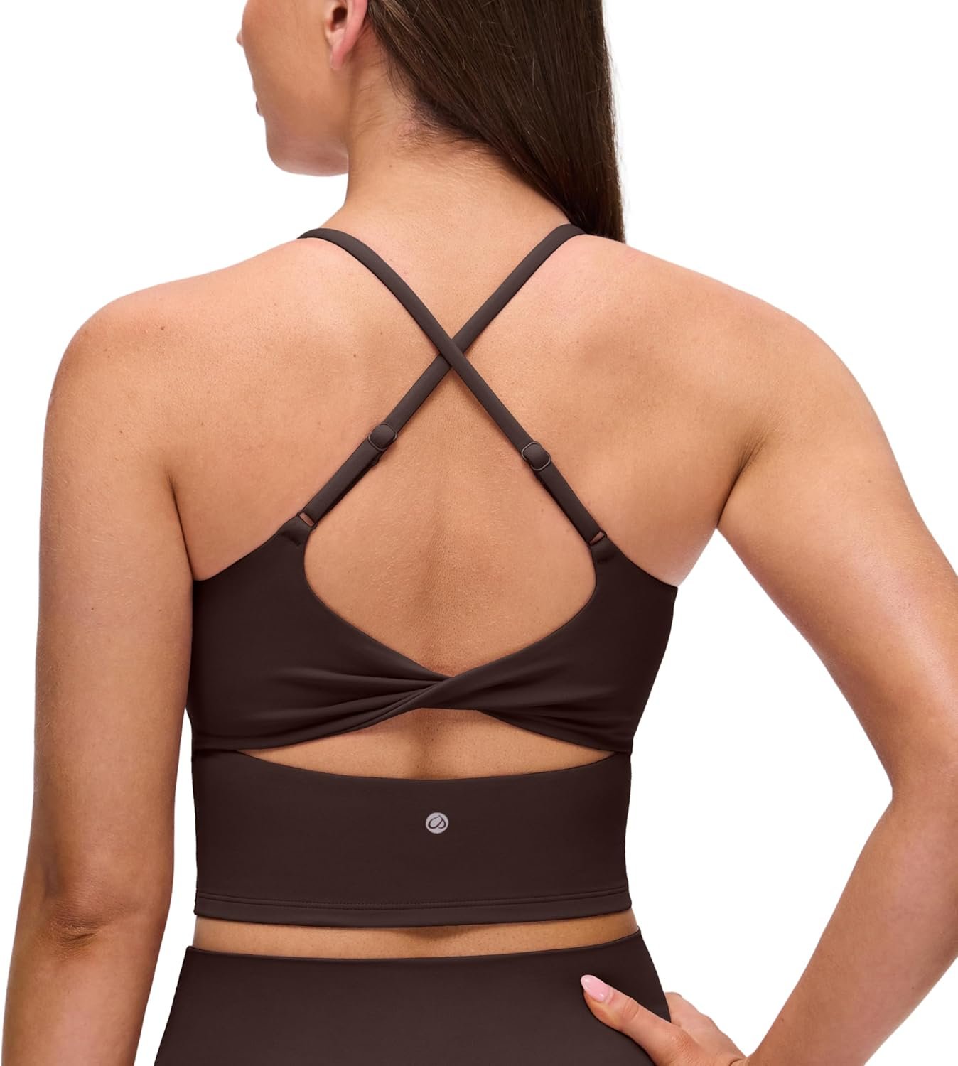 CRZ YOGA Butterluxe Twist Cross Back Crop Tank Tops for Women – Padded Adjustable Straps Yoga Longline Sports Bras