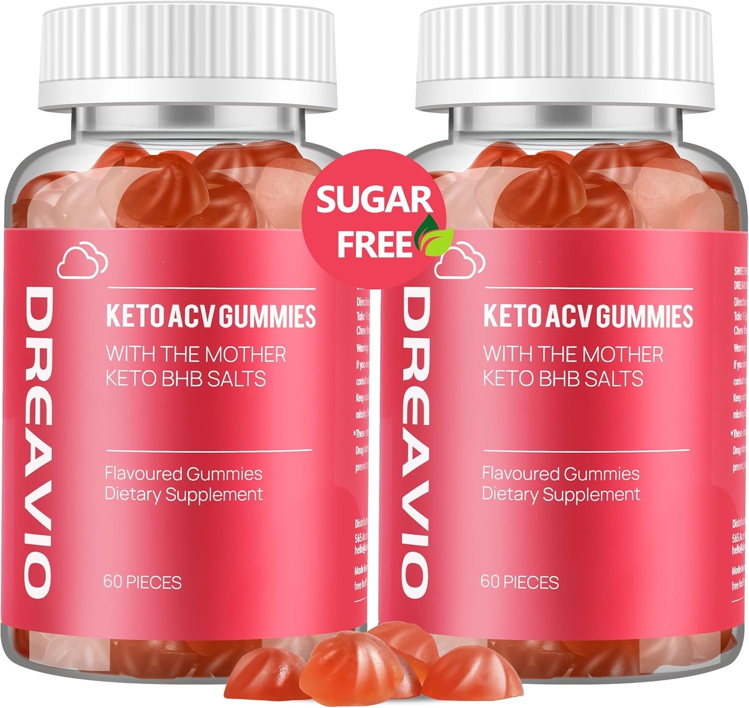 DREAVIO 1000mg Sugar Free Apple Cider Vinegar Gummies with Mother | 120 Count Keto ACV Gummies, Vegan Apple Cider Vinegar for Adults, Women & Men, 2-Month Supply