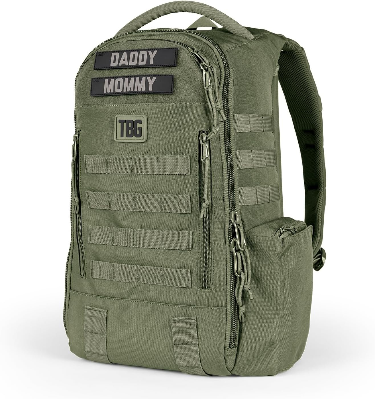 Tactical Baby Gear Daypack Tactical Diaper Bag Backpack for Dads – MOLLE compatible, Built-in Changing Mat, Stroller Straps (Ranger Green 4th Gen)