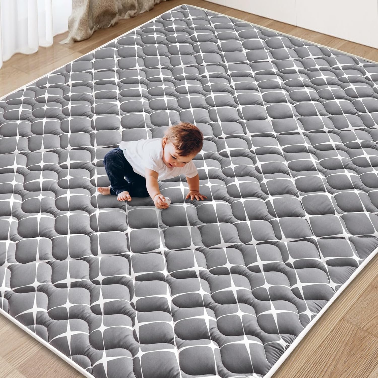 Baby Play Mat – 71″ X 59″,Premium Thicker Foam One-Piece Machine Washable, Extra Large Anti-Slip Soft Cushioning Foam Playmats for Babies and Toddlers, Foldable Baby Crawling Mat for Playpen