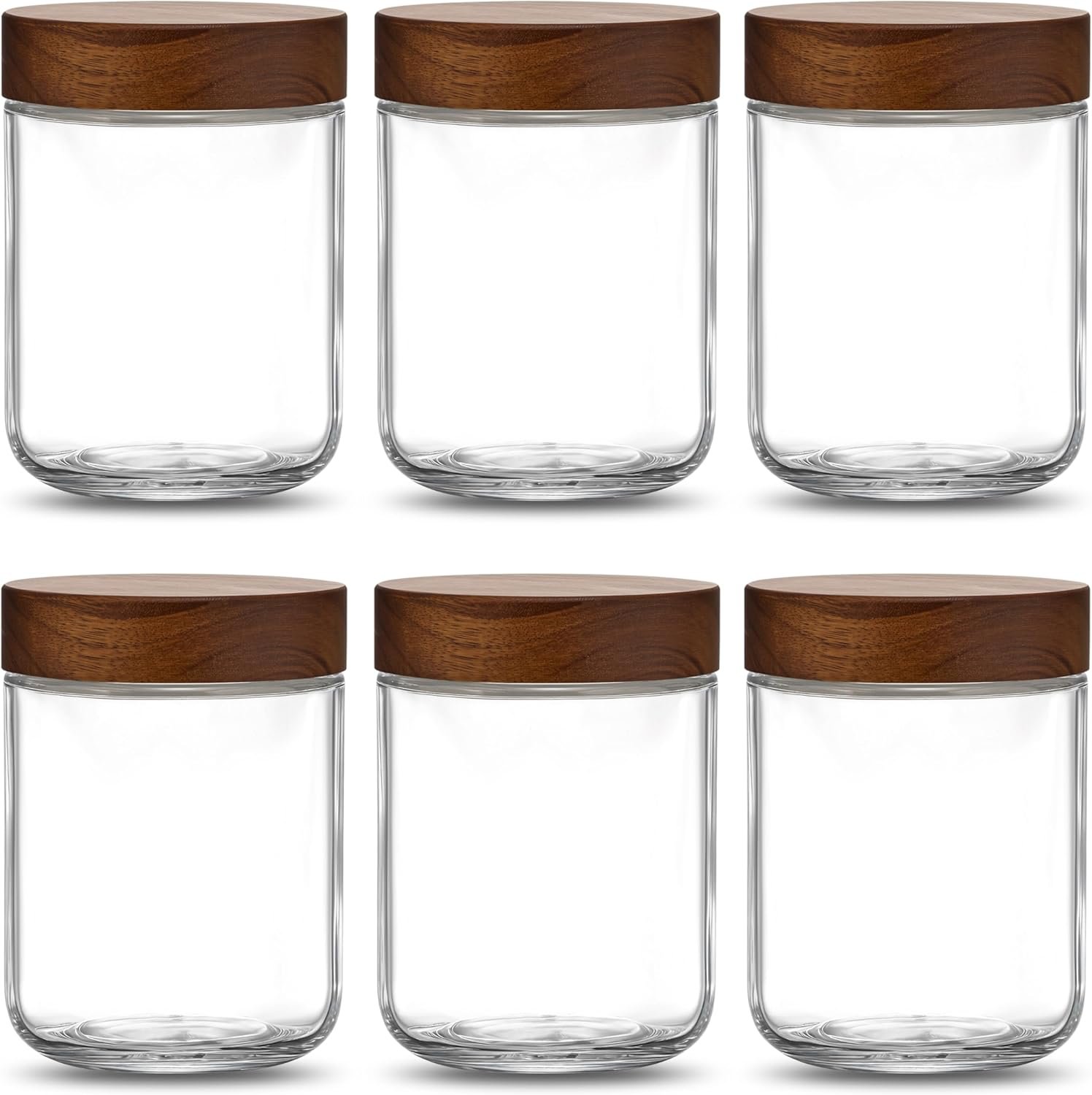 Danmu 16 oz Overnight Oats Containers with Lids,Salad Jar,Glass Jar with Wooden Lid 6 Pack,Mason Jars 16 oz with Lids for Snack,Overnight Oats,Meal Prep,Yogurt,Parfait,Soup,Salad 100% Leak-proof
