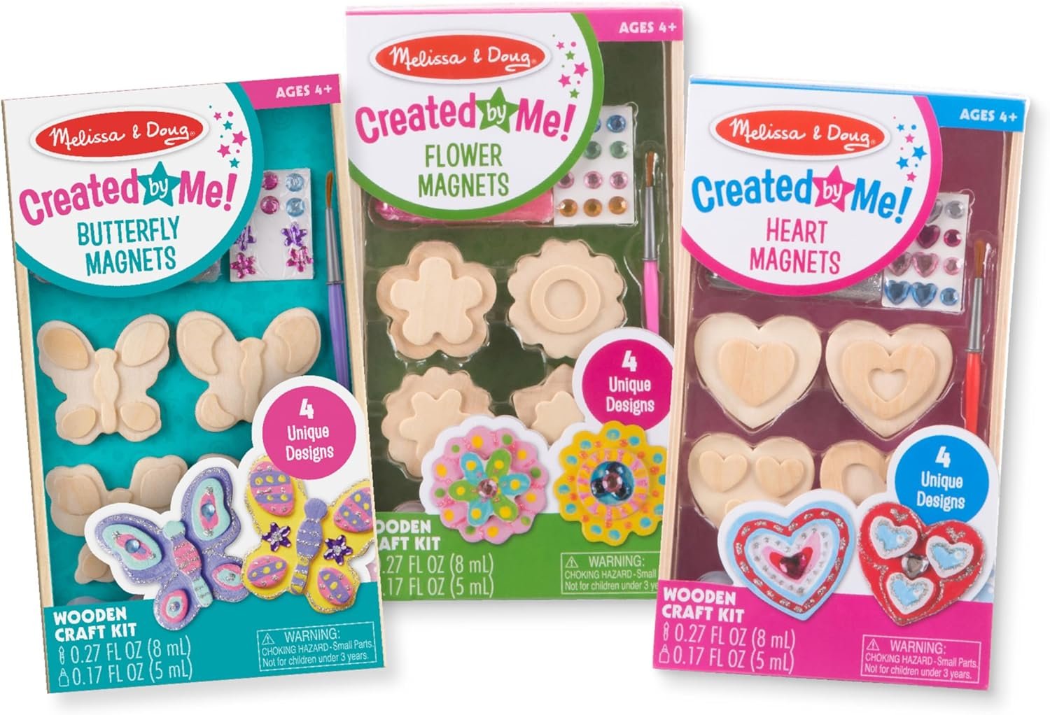 Melissa & Doug Decorate-Your-Own Wooden Magnets Craft Kit Bundle (12 Magnets) – Wood Crafts for Kids, Preschool Toys, and Learning Resources for Ages 4+
