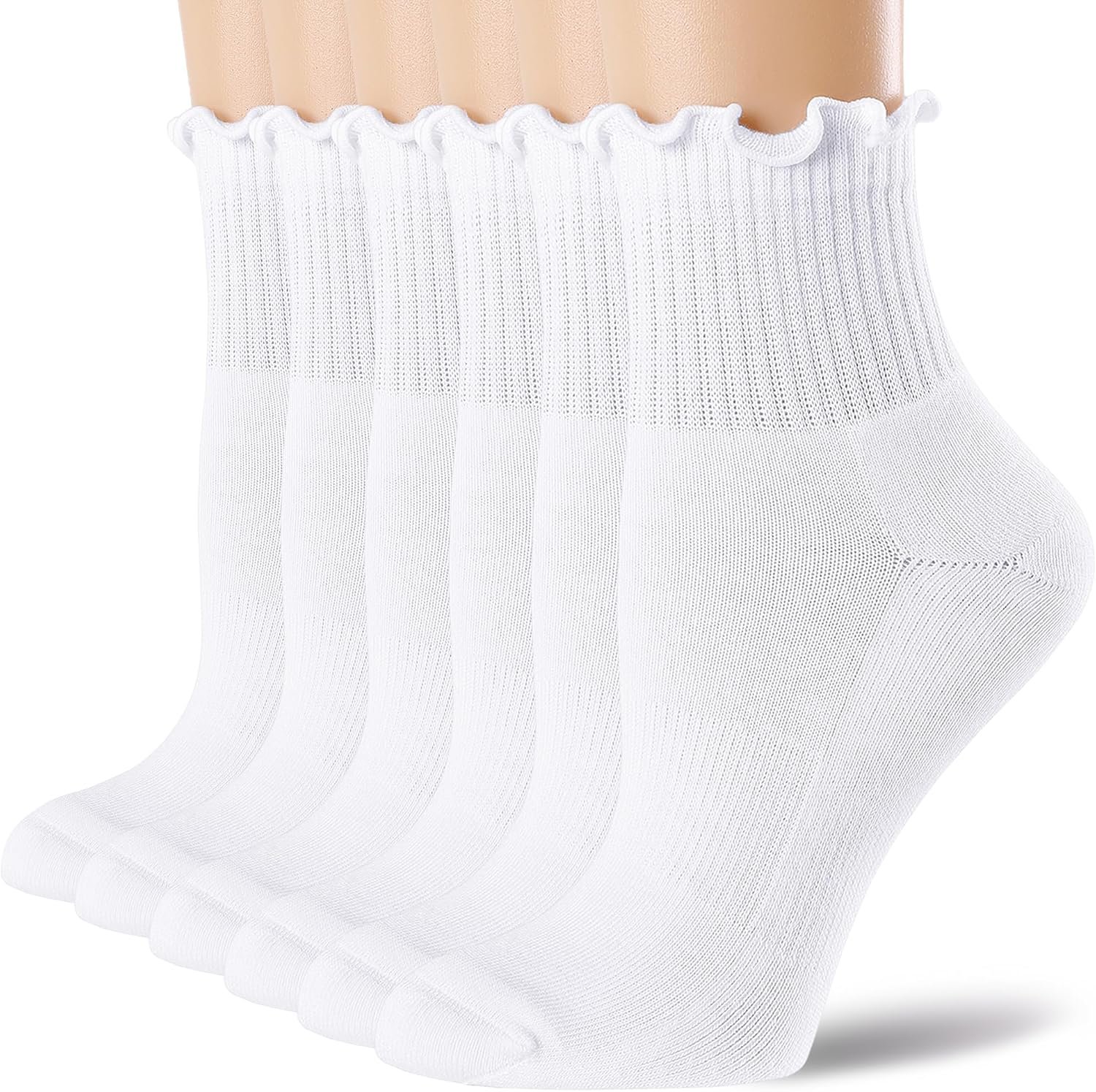 Mcool Mary Women’s Ruffle Athletic Socks,Cotton Cushioned Ankle Socks,Cute Running Tennis Cycling Frilly Crew Sock for Girls