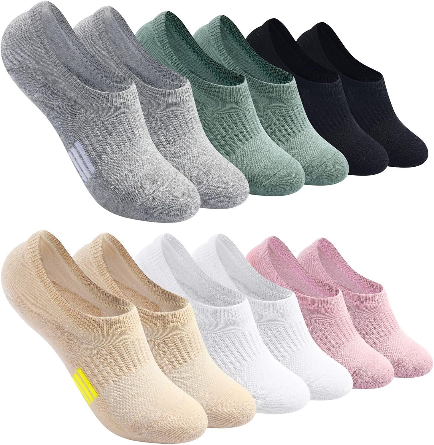 Toes Home No Show Socks Womens Cushioned Low Cut Athletic Hidden Liner for Sneakers Ankle Invisible Running Socks 4/6 Pairs