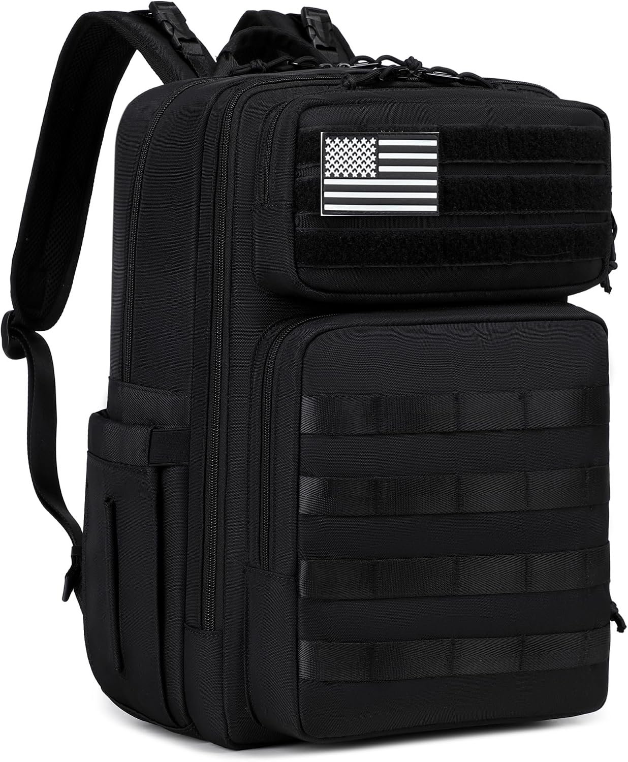 LORADI Large Dad Diaper Bag Backpack, Tactical Style, Black | Stroller Clips, Luggage Sleeve for Travel, Insulated Pockets