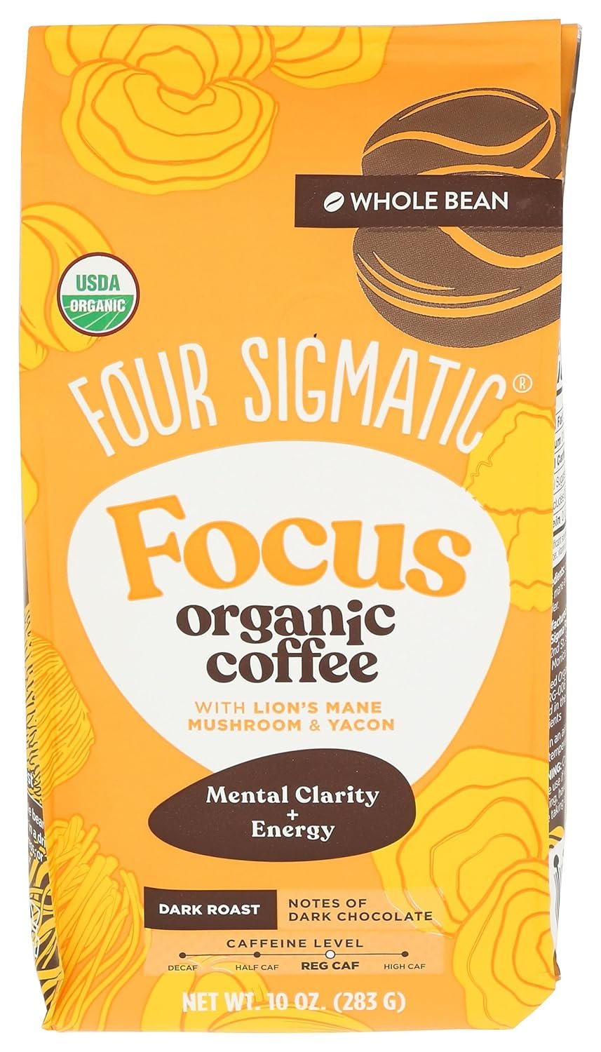 Four Sigmatic, Coffee Lions Mane Whole Bean Organic, 12 Ounce