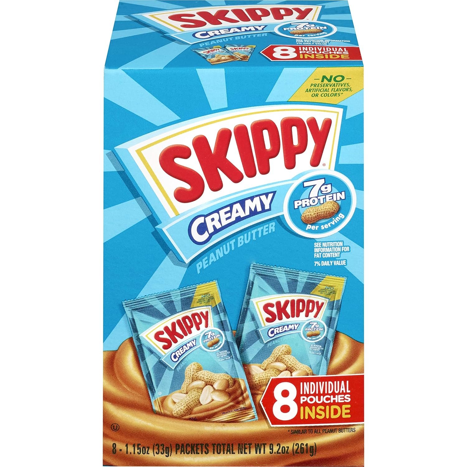 SKIPPY Creamy Peanut Butter Individual Squeeze Packs, 1.15 oz (64 Individual Peanut Butter Packets)