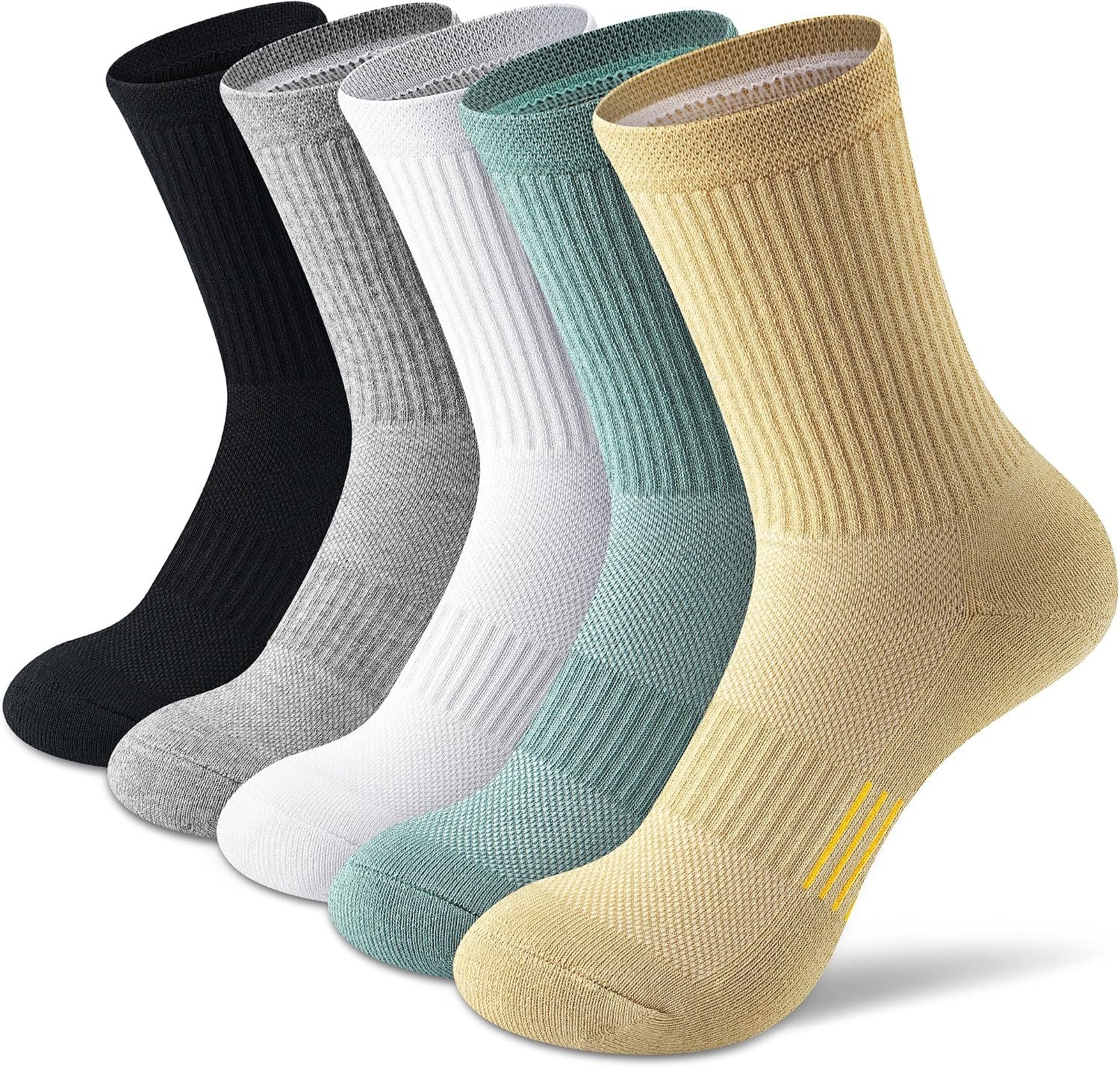 Gonii Performance Cushioned Crew Socks for Running and Hiking – Anti-Blister Arch Support Athletic Socks for Women 5 Pairs