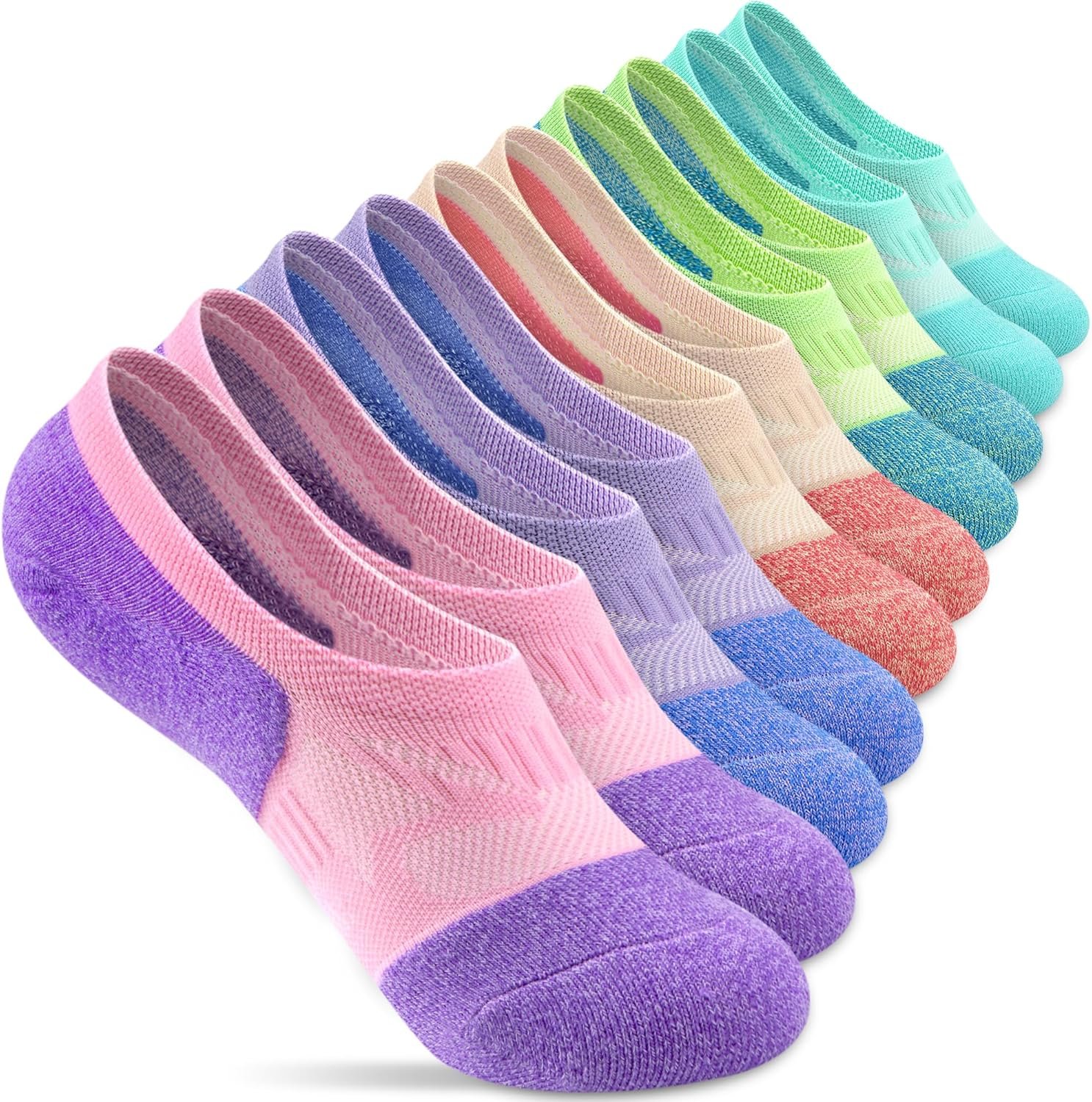 Gonii No Show Socks Womens Athletic Compression Running Low Cut Cushioned Socks 5 Pairs
