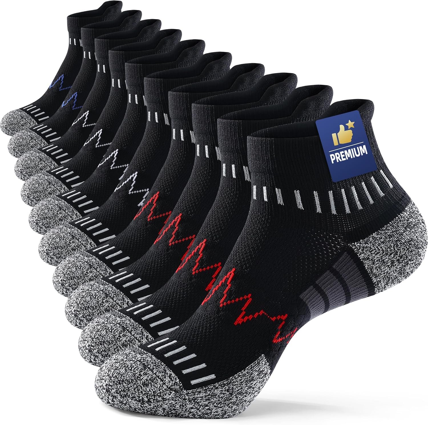 MAXTOP Ankle Compression Socks for Men Women – Cushioned Arch Support, Anti Blister, Plantar Fasciitis Relief 3/5 Pairs