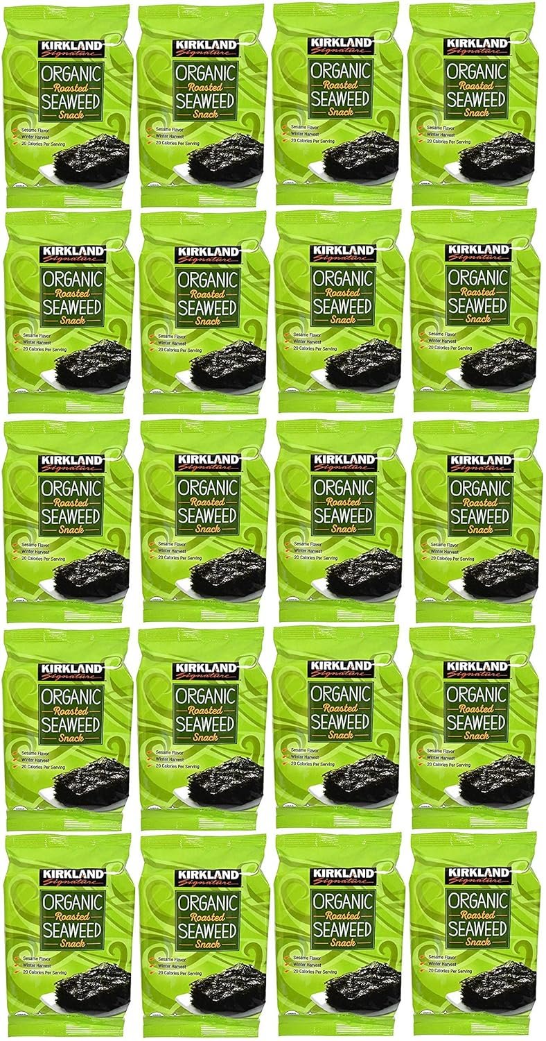 Kirkland Signature Organic Roasted Seaweed Snack, 0.6 Ounce (10 Count) (2 Pack)
