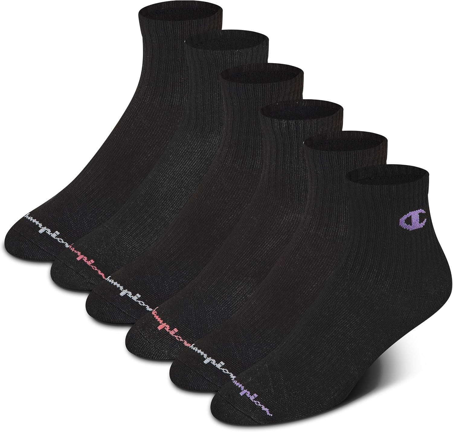 Champion Women’s High Quarter Socks – 6-pack Cushioned Athletic Socks With Moisture-wicking, Arch Support (Size 5-9)