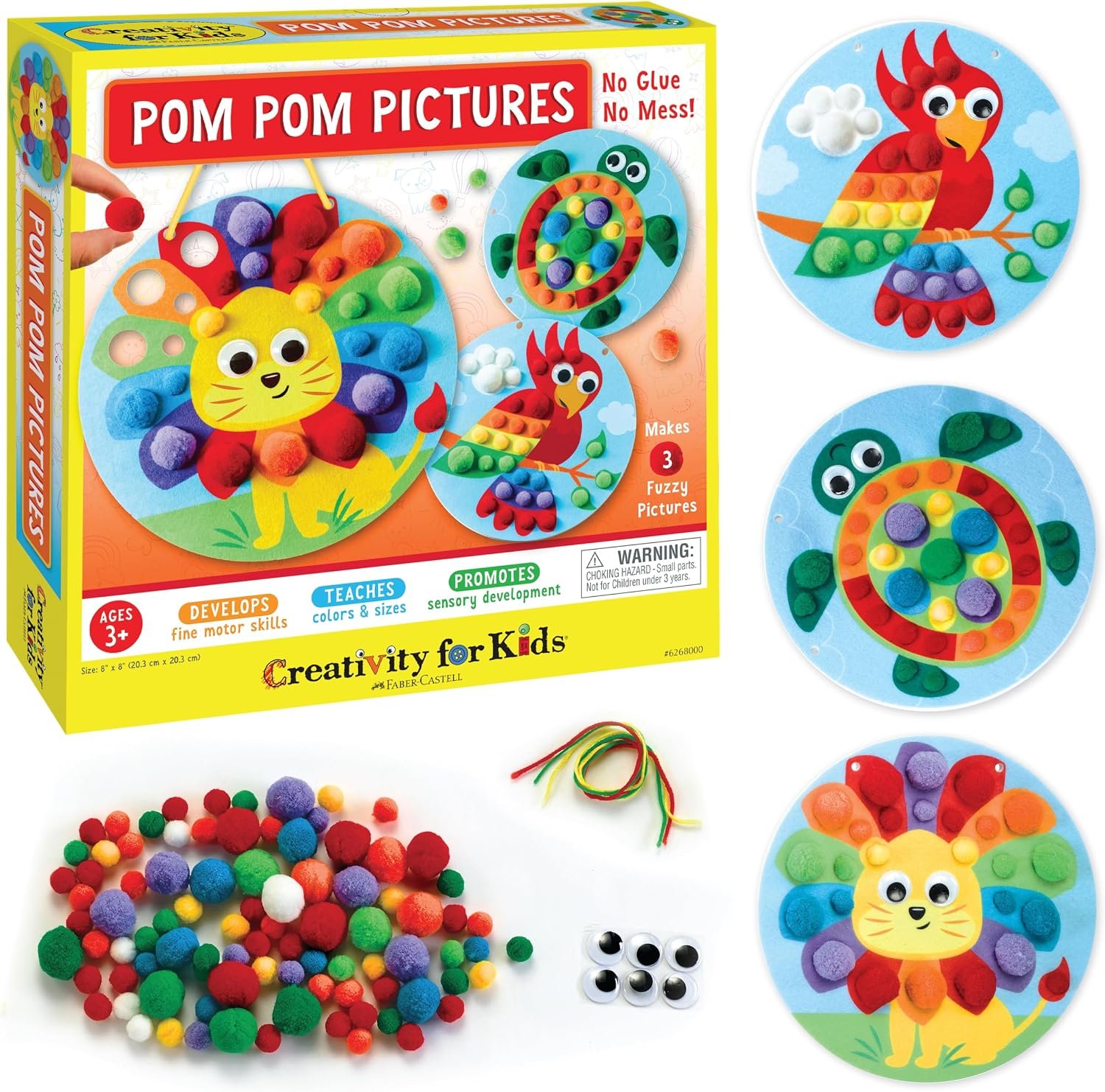 Creativity for Kids Pom Pom Pictures: Animals – Preschool Learning Activities, Sensory Toys for Toddlers, Toddler Arts and Crafts (Ages 3+)