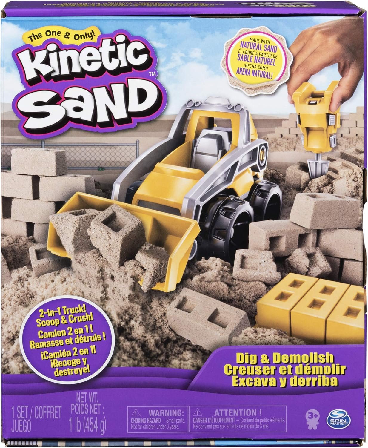 Kinetic Sand, Dig N’ Demolish Playset with 1lb Play Sand & Toy Truck, Sensory Toys for Kids Ages 5 and up