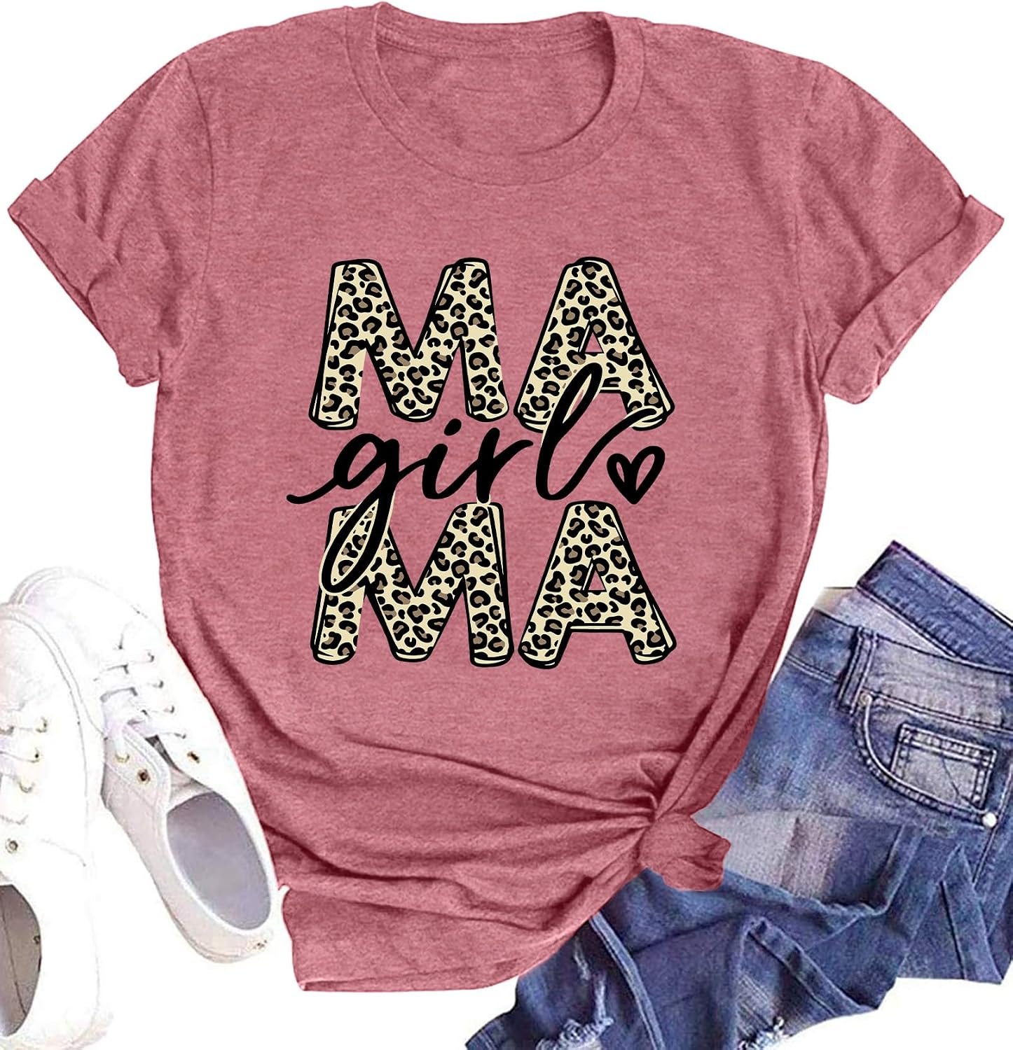 Mama Shirt for Women Blessed Mama Print T-Shirt Mother’s Day Gfit Casual Mom Short Sleeve